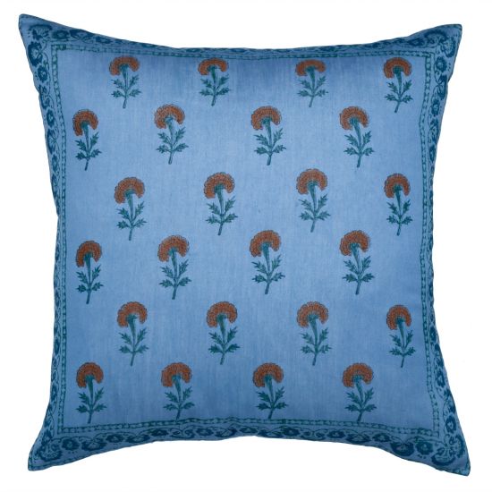 Marigold Pillow Cover - Blue/Orange